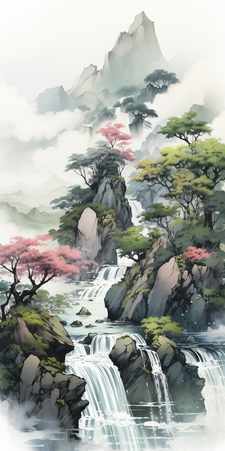 Gallery of amazing wallpapers. Download free Cascading waterfall surrounded by lush foliage
