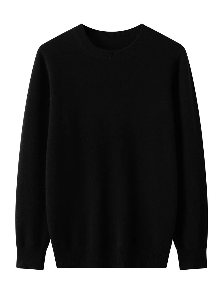 Spring Autumn 100% Pure Merino Wool Pullover Sweater Men O-neck Long-sleeve Cashmere Knitwear Female Clothing Grace – GRAY / XL