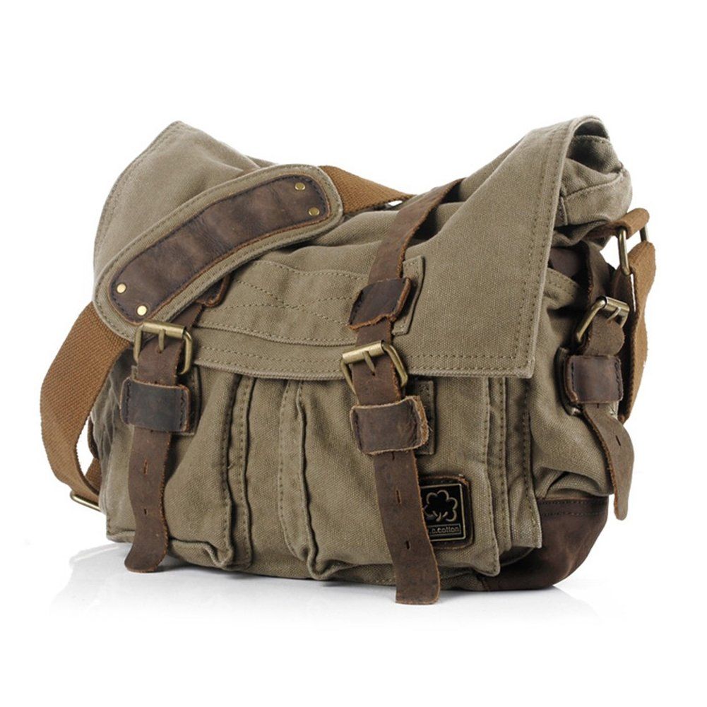 Jonon Vintage Military Men Canvas Messenger Bag for 13.3-17″ Laptop