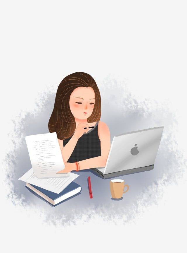 Dessiné à La Main Dessin Animé Au Travail Travailler Dur PNG , Ordinateur, Beauté, Fille Fichier PNG et PSD pour le téléchargement libre